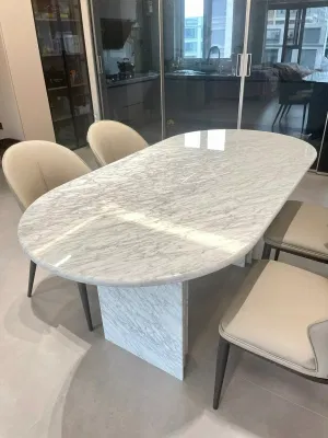 Mesas de jantar ovais Móveis de pedra Carrara Branco/Veneto Mármore branco para sala de jantar